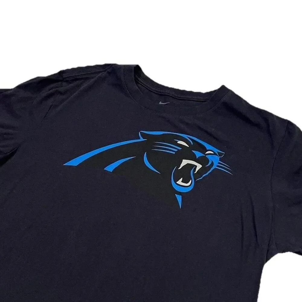 Adult Nike Carolina Panthers‎ NFL Football T-Shirt Black Short Sleeve Large.